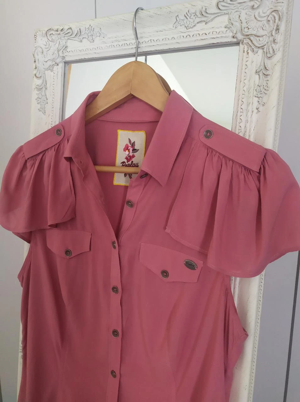 Blusa Feminina Replay Dusty Rose Sem Mangas de Viscose com Babado P – photo 4